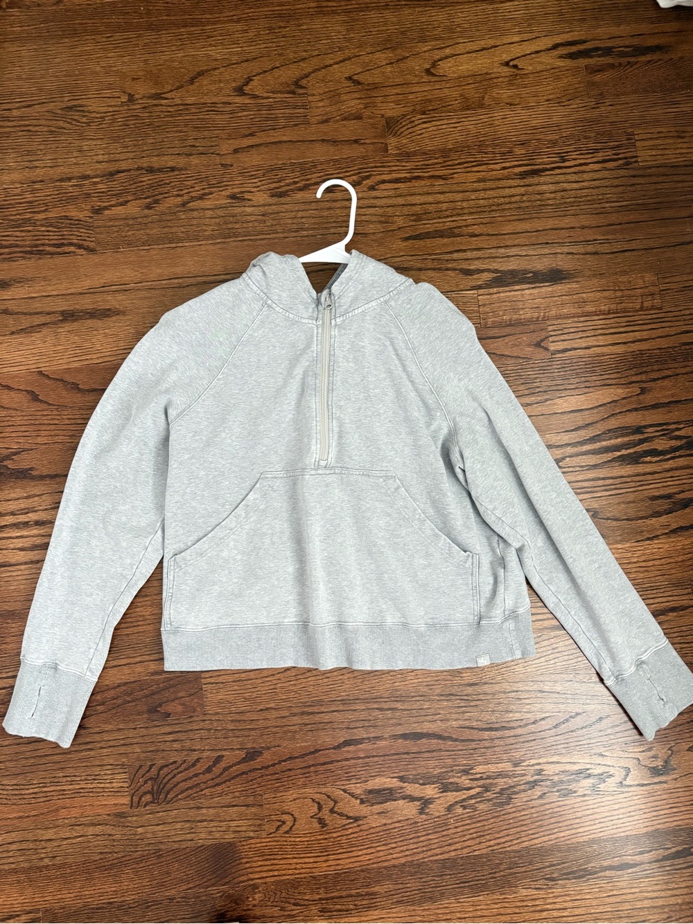Joy Lab Light Gray Half-Zip Hooded Sweatshirt large
